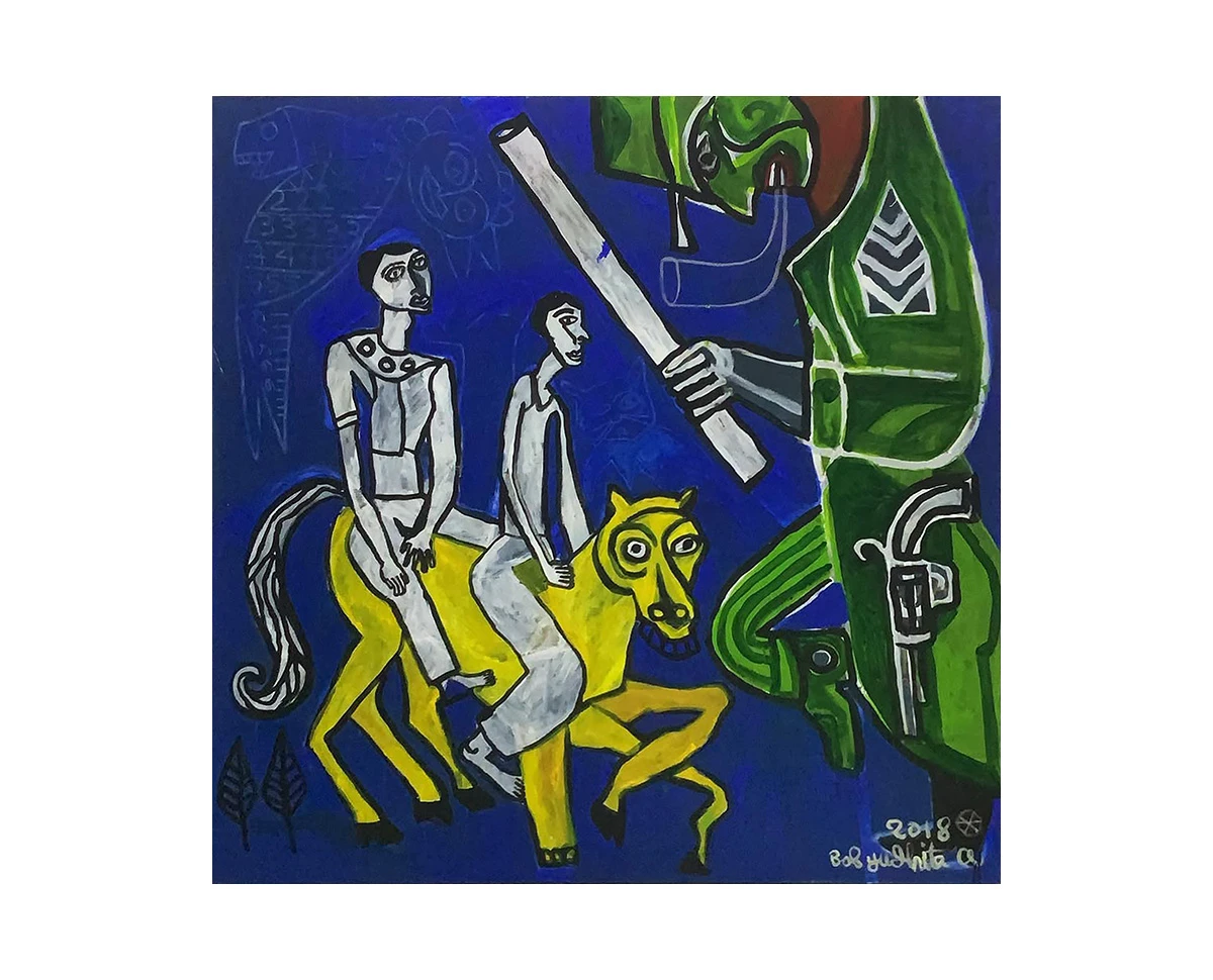 Untitled (Yellow Horse and Green Figure)